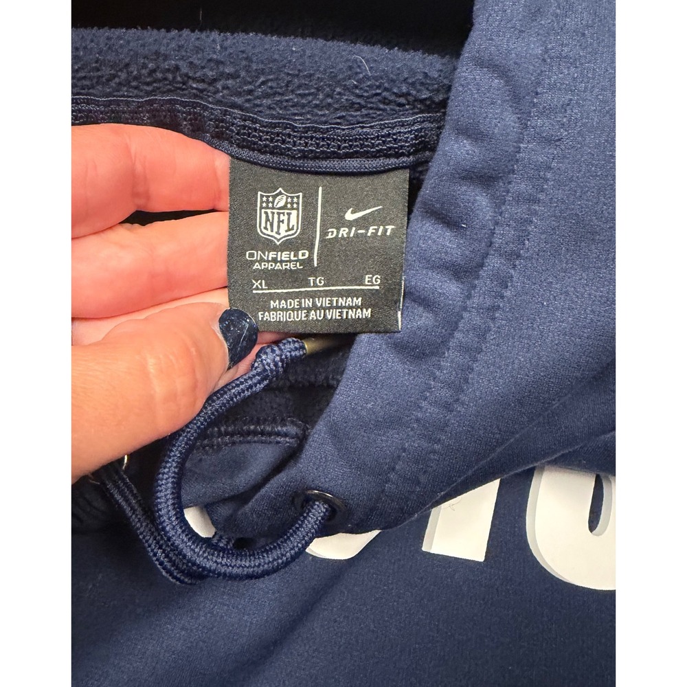 Nike NFL Dallas Cowboys Dri-FIT Hoodie Mens XL Navy Grey Colorblock Sweatshirt - Picture 3 of 9